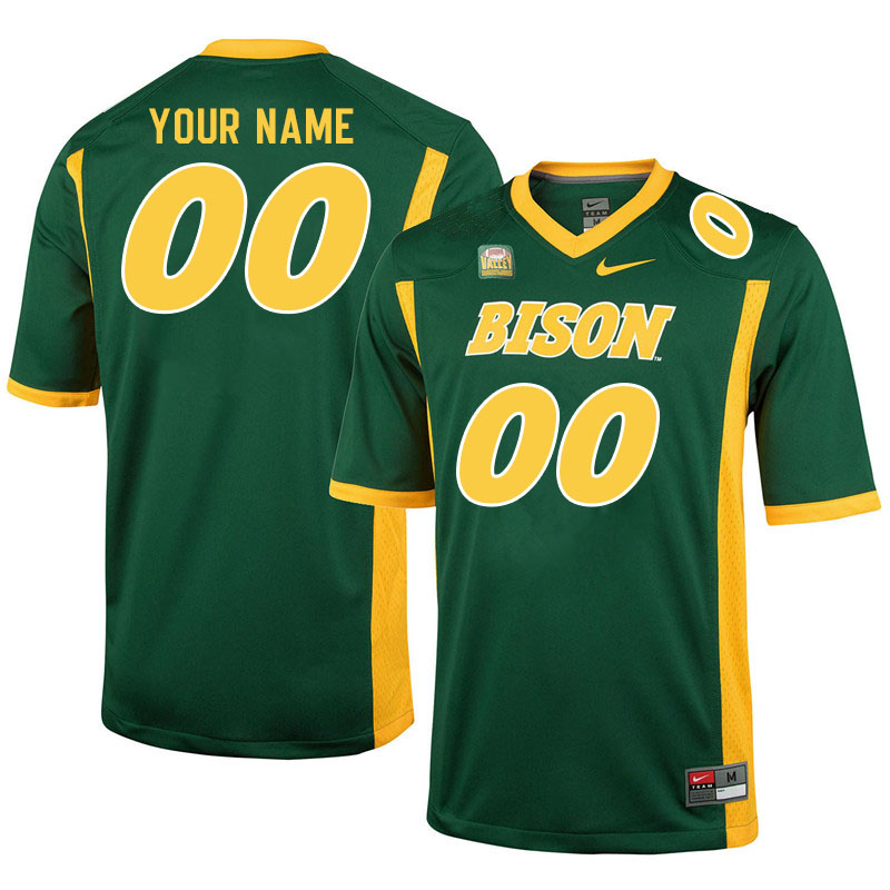 Custom North Dakota State Bison Name And Number College Football Jerseys Stitched-Green
